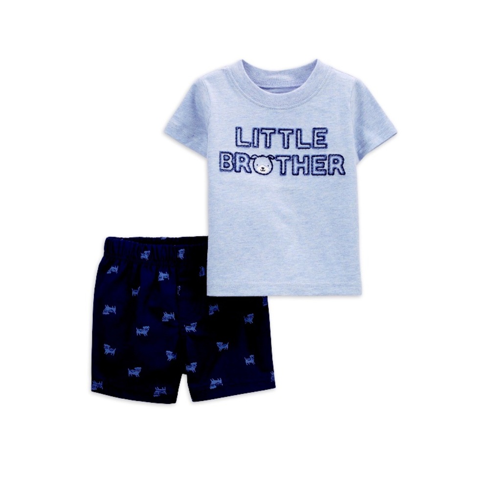 Little brother baby boy outfit 12 months Carters Shorts and shirt set NEW nwt